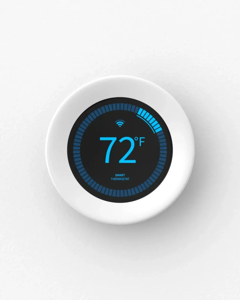 Smart thermostat set to 72°F