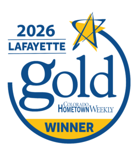 %Focuskw% | Precision Plumbing &Amp; Heating 2026 Lafayette gold winner badge from Colorado Hometown Weekly featuring a blue and yellow star emblem.